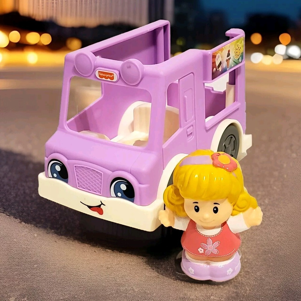 Fisher Price Little People Share a Treat Ice Cream Truck Purple & Blonde Girl